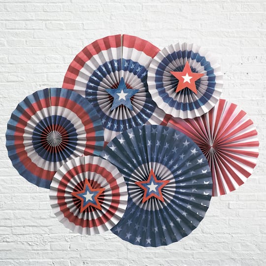Red, White & Blue Paper Fans Décor Kit by Celebrate It™